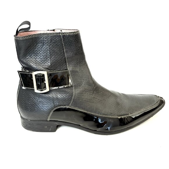 JOHN FLUEVOG Vintage Eastwood Style & Grace Boot Men Size 10 Soft Black Leather - Picture 1 of 13